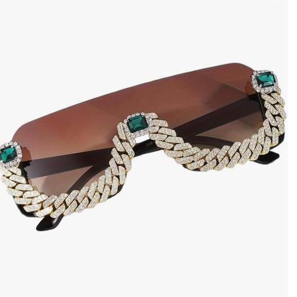 Rhinestone Gold Sunglasses main image 2
